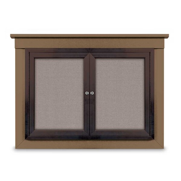 18"x24" 1-Door Enclosed Letterboard, Header, Green Felt/Walnut
